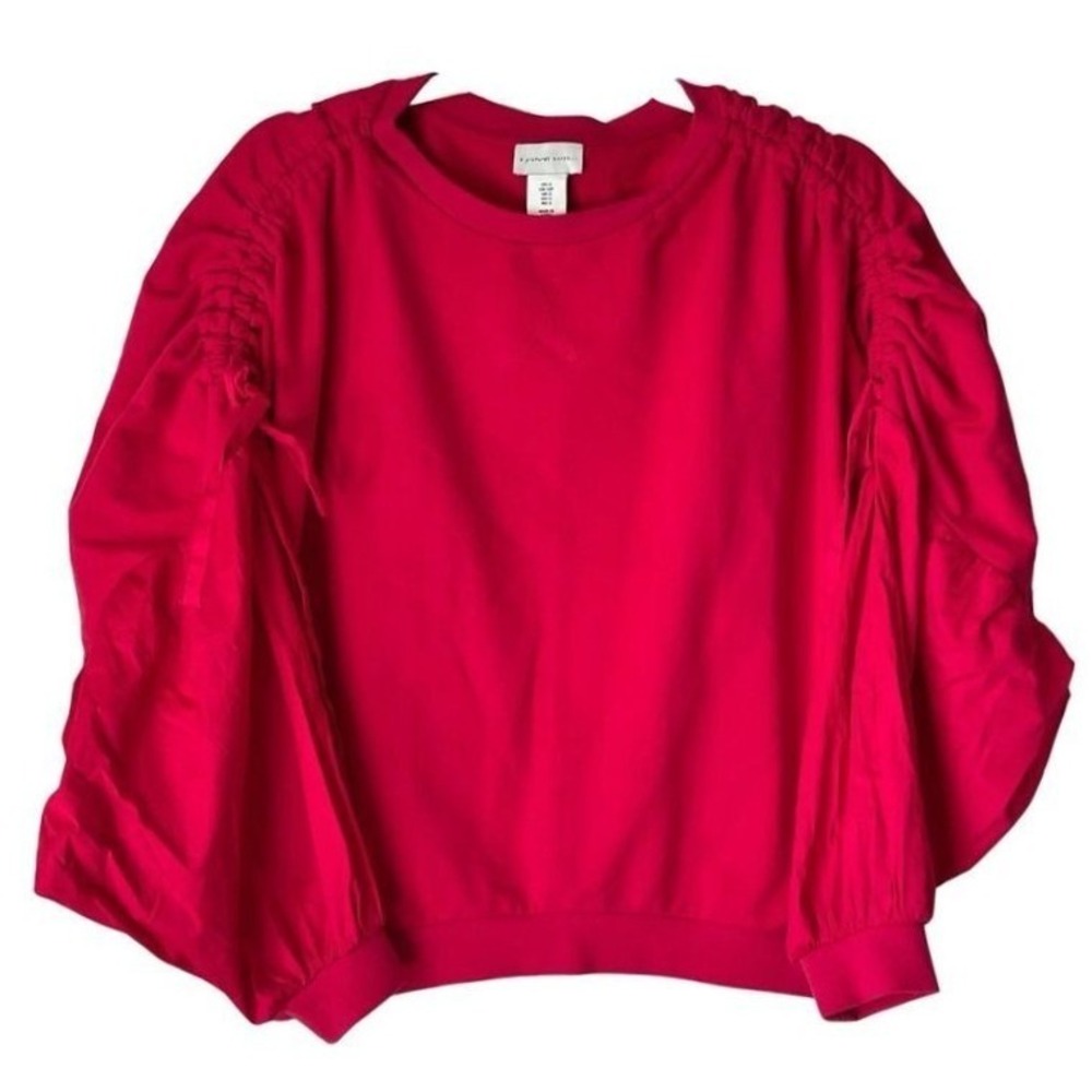 S4 Y2K‎ VTG A Pictures Worth Red Ruched Sleeve Oversized Sweatshirt Top
